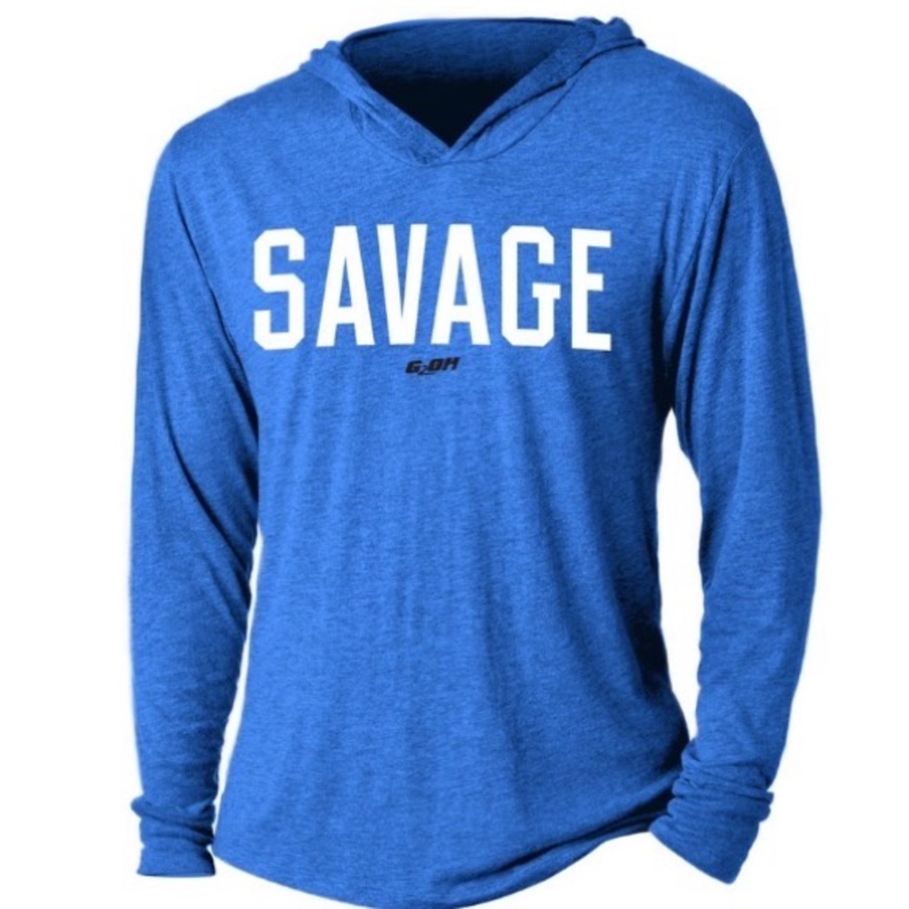 Light blue G2OH “savage” hooded pullover